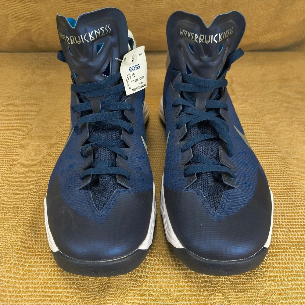 Nike Zoom Hyperquickness Mens 15 Midnight Navy Silver Blue 599420-400 Basketball
